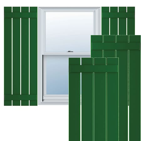 True Fit PVC Four Board Spaced Board-n-Batten Shutters, Viridian Green , 23W X 55H